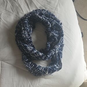 Blue/white/black Knit Scarf And A White/tan/pink Scarf Lot